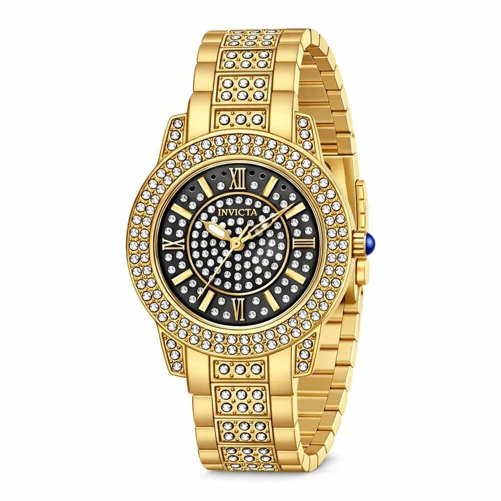 Invicta Wildflower Women's Watch Gold Iced Out Crystals 32mm 69425 New